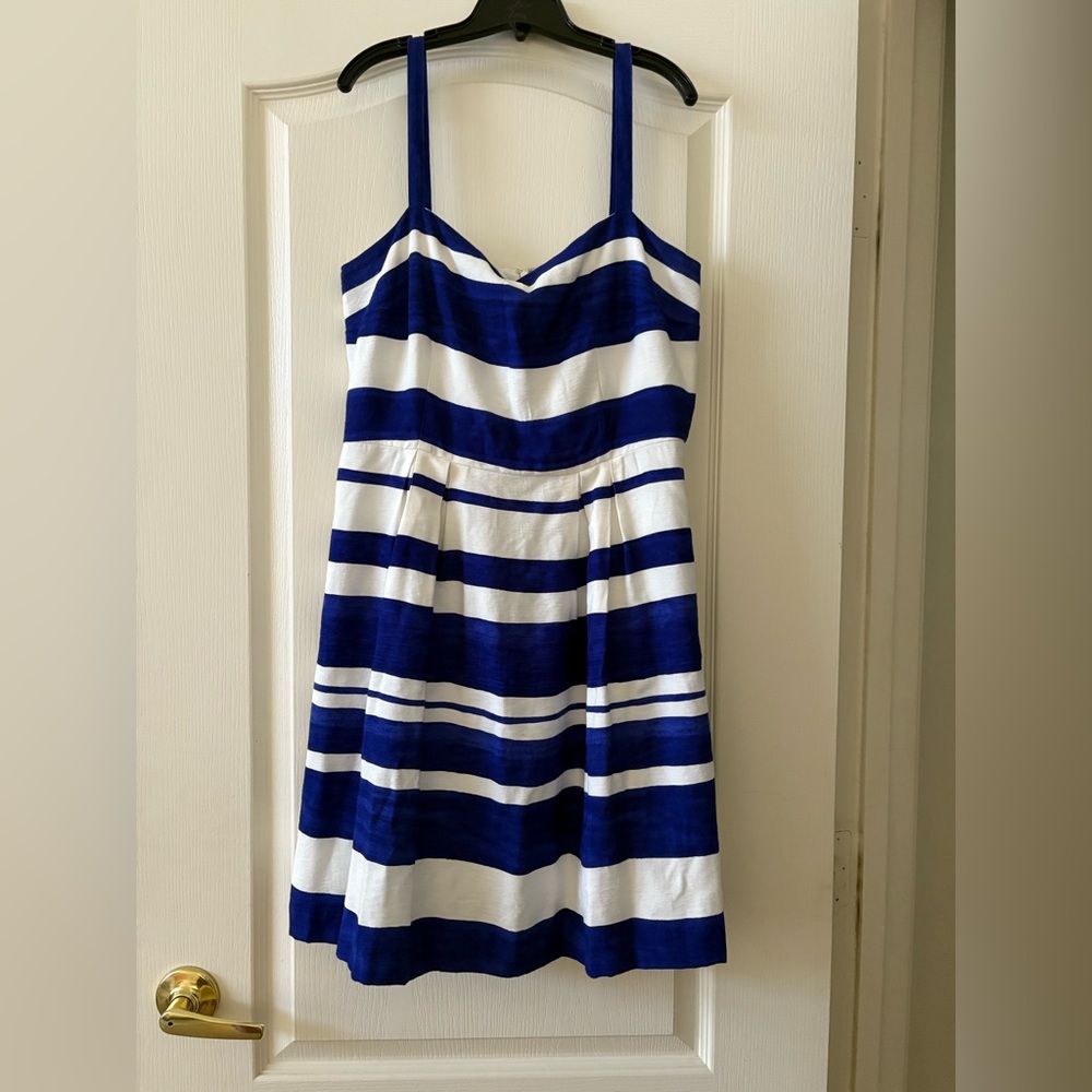 LOFT Navy and White Striped Mini Dress